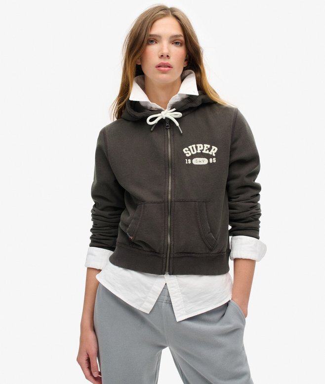 Athletic Essentials Relaxed Crop Zip-Hoodie