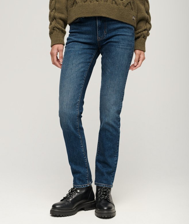 Slim-fit-jeans i Organic Cotton med medelhög midja