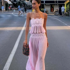 Annie Lace Chiffon Pant Set