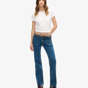 Vintage-jeans i Organic Cotton med låg midja och smal utsvängd passform