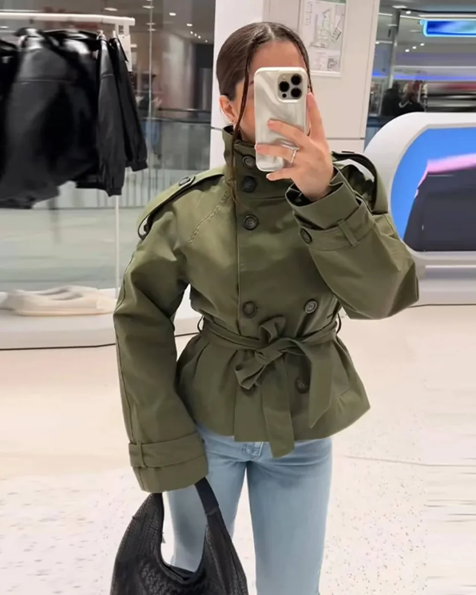 Anna Kort Trench med Skärp - Bild 7