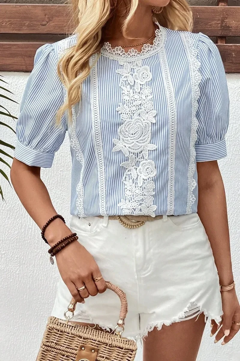 Lara Blommig Broderad Blus - Bild 5