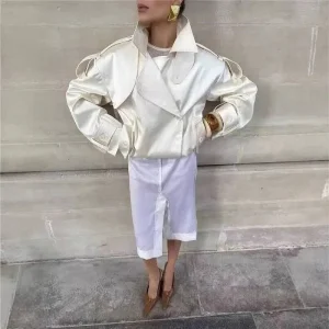 Linda Retro Double-Button Windbreaker Jacket